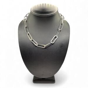 Sugarfix Silver Tone Paperclip Link Necklace 16”